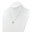 Sterling Silver Polished Rhodium-plated CZ Heart 18in Necklace