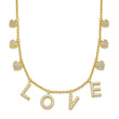 Sterling Silver Gold-tone CZ LOVE w/2in ext Necklace