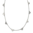 Sterling Silver Antiqued CZ Heart 17.5in w/2in ext Necklace