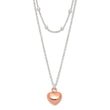 Sterling Silver & Rose-tone Beaded Heart Adjustable Necklace