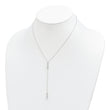 Sterling Silver Rhodium-plated Polished Bezel Set CZ w/2 in ext. Necklace
