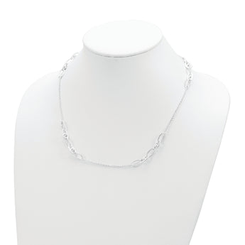 Sterling Silver Hammered Oval w/Beads Necklace