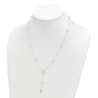Sterling Silver Polished Mary and Cross Y-drop 1.75in ext. Necklace