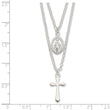 Sterling Silver Polished Medallion & Cross Necklace