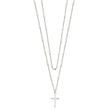 Sterling Silver Fancy Cross Double Strand Necklace