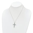 Sterling Silver Rhodium-plated CZ & Green Nano Crystal Cross 18in Necklace
