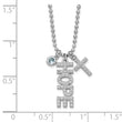 Sterling Silver Rhodium-plated CZ and Cross D/C Bead Chain Necklace