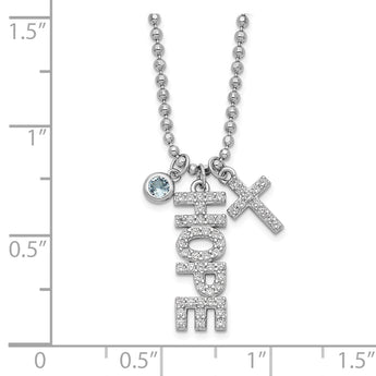 Sterling Silver Rhodium-plated CZ and Cross D/C Bead Chain Necklace