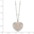 Sterling Silver & Rose-tone Polished Moveable Heart Necklace