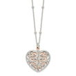 Sterling Silver & Rose-tone Polished Moveable Heart Necklace