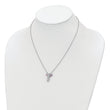 Sterling Silver Rhodium-plated CZ XOXO and Lips D/C Bead Chain Necklace