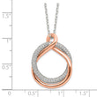 Sterling Silver Rose-tone Polished Pave CZ Twist w/2 in ext. Necklace