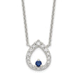 Sterling Silver Polished CZ Teardrop Necklace