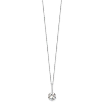 Sterling Silver Rhodium-plated Polished CZ Fancy 16in Plus 2in ext Necklace