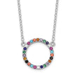 Sterling Silver Rhodium-plated Polished Multi-color Circle CZ Necklace 18 in - Birthstone Company