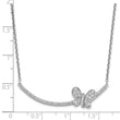 Sterling Silver Rhodium-plated CZ Butterfly Bar 2in ext Necklace
