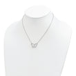 Sterling Silver Rhodium-plated Open Butterfly CZ w/2 in ext. Necklace