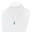 Sterling Silver Rhodium-plated CZ Glass Stone Dangle Pendant Necklace