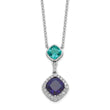 Sterling Silver Rhodium-plated CZ Glass Stone Dangle Pendant Necklace