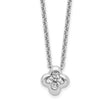 Sterling Silver Rhodium-plated Polished CZ Flower Necklace