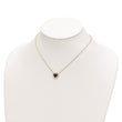 Sterling Silver Gold-tone CZ & Created Lapis Lazuli Heart w/2in ext Necklac - Birthstone Company