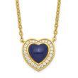 Sterling Silver Gold-tone CZ & Created Lapis Lazuli Heart w/2in ext Necklac - Birthstone Company