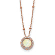 Sterling Silver Rose-tone White Created Opal CZ w/2 in ext. Necklace