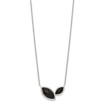 Sterling Silver Faceted Onyx Necklace 18 in - Birthstone Company