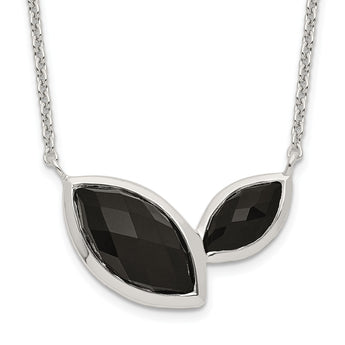 Sterling Silver Faceted Onyx Necklace 18 in - Birthstone Company