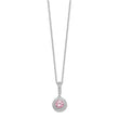 Sterling Silver Polished Rhodium-plated CZ 18in Necklace/Post Earrings Set