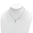 Sterling Silver Rhodium-plated 2-Cross w/1 in Ext Necklace