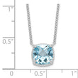 Sterling Silver Rhodium-plated Square Blue Topaz w/2 in ext. Necklace