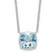 Sterling Silver Rhodium-plated Square Blue Topaz w/2 in ext. Necklace