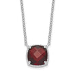 Sterling Silver Rhodium-plated Square Garnet w/2 in ext. Necklace - Birthstone Company