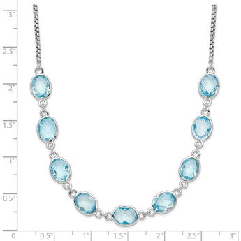 Sterling Silver Rhodium-plated Polished Blue Topaz w/2 in ext. Necklace - Birthstone Company