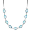 Sterling Silver Rhodium-plated Polished Blue Topaz w/2 in ext. Necklace
