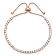 Sterling Silver Rose-tone CZ Adjustable Bracelet and Earring Set