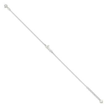 Sterling Silver Polished LOVE 9in Plus 1in ext. Anklet
