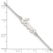 Sterling Silver Polished LOVE 9in Plus 1in ext. Anklet