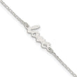 Sterling Silver Polished LOVE 9in Plus 1in ext. Anklet