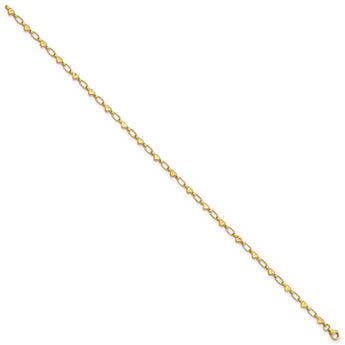 Sterling Silver Gold-tone Heart Link 10in Anklet