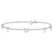 Sterling Silver Rhodium-plated Heart Glass Beads 9in Plus 1in ext Anklet