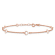 Sterling Silver Rose Tone Hearts 9in Plus 1in ext Anklet
