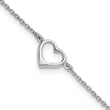 Sterling Silver Rhodium-plated Open Heart 10in Anklet