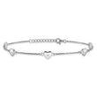 Sterling Silver Rhodium-plated Hearts 9in Plus 1in ext Anklet - Birthstone Company