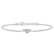 Sterling Silver Rhodium-plated CZ Heart w/Wings 9in Plus 1in ext Anklet