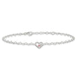 Sterling Silver Polished CZ Heart Link 9in Plus 1in ext. Anklet