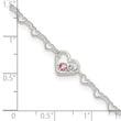 Sterling Silver Polished CZ Heart Link 9in Plus 1in ext. Anklet