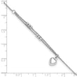 Sterling Silver Rhodium-plated Beads and Heart 9in Plus 1in ext Anklet