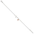 Sterling Silver Rose Tone CZ Heart and Heartbeat 9in Plus 1in ext. Anklet